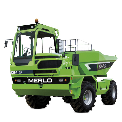 26.5 Dumper MERLO DM, con 100 hp de potencia máxima, 9.000 kg de capacidad en caja, 40 km/h en velocidad máxima