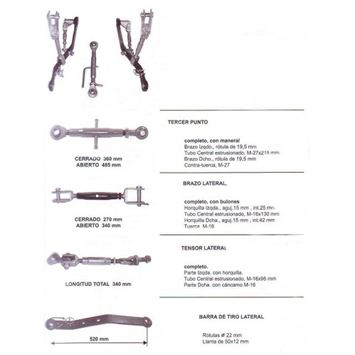 Kit enganche 3 puntos tractor PASQUALI