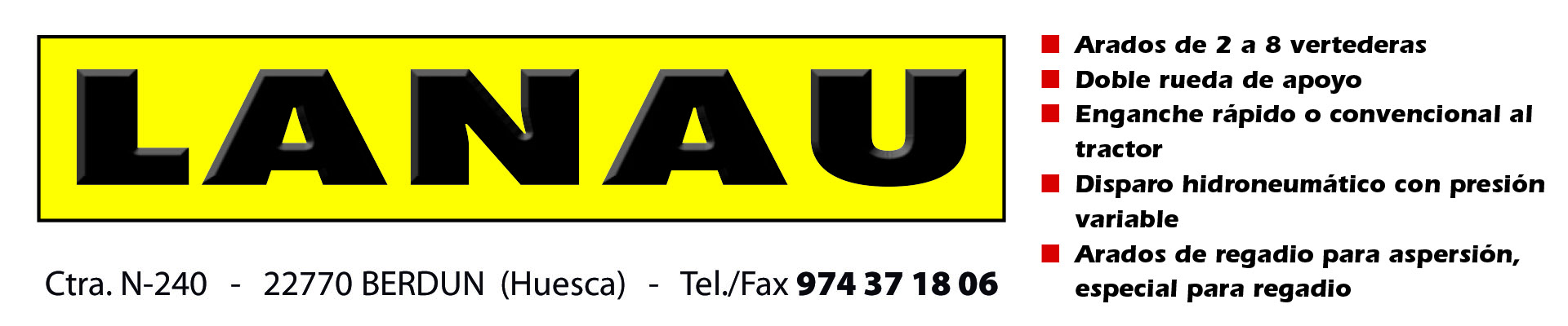 Arados Lanau. Arados de 2 a 8 vertederas