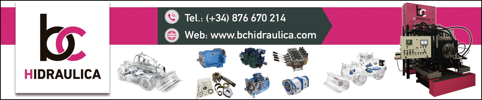BC Hidraulica. Venta y reparacions de sistemas oleohidraulicos.Bombas, motores, cilindros, válvulas, centrales, recambios, racorería, latiguillos.